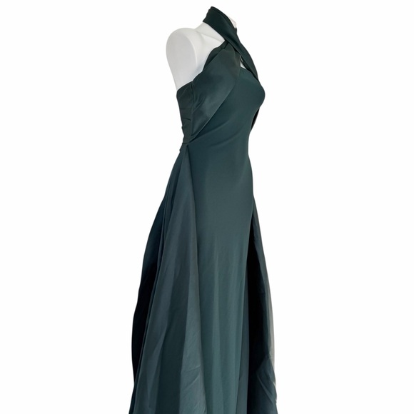 Solace London Rumi Emerald Green Satin Twill Crepe Halterneck Gonwn Size 6 - Picture 6 of 13